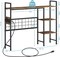 3-Tier Desktop Bookshelf with Power Outlets & USB Ports – Rustic Brown Desk Hutch Organizer, 37.4"L x 32"H, 50lb/Shelf, Metal Mesh & Charging Station for Home Office/Dorm